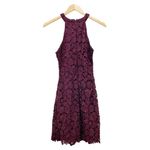 Lulus  Love Poem Burgundy Lace Halter Mini Dress Size Small Valentine's Day Date Photo 2