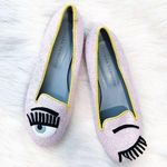 ($55) Chiara Ferragni Pink Flirting Eye Wink Glitter Flat Size undefined Photo 0