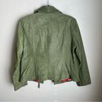 Twiggy London Leather Zip Up Moto Biker Jacket Green Size Medium Photo 2
