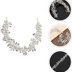 Boutique Headband Wedding Pearl Bridal Headdress Pearl Headpiece Rhinestone Leaf Photo 3