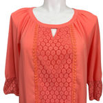 Valerie Stevens  Coral Lace Trim Blouse Women’s XL Photo 1