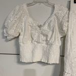 JENNIFER & GRACE WHITE EYELET SMOCKED SET BLOUSE MAXI SKIRT LARGE Photo 2