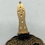 Vintage Art Deco Gold Filagree Antique Pearl Dress Fur Clip, Double Prong Pin Photo 5