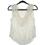 American Eagle Cream Macrame Semi-sheer Boho Tank Top Xsmall Small Photo 0