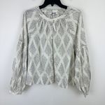 Madewell Shirred Balloon Sleeve Top Blouse Geometric Print Lighthouse XL NWT Photo 6