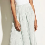 Vince Women's Tiered Asymmetric Skirt Crinkle Mint Size XS Midi Blue Photo 0