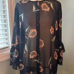 CAbi La Di Da Women's Black Floral Blouse 3/4 Sleeve Size L Photo 0
