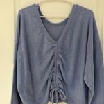 Aerie Blue Towel Terry Cinch Sweatshirt Size L Cozy & Stylish Women's Pullover Photo 2