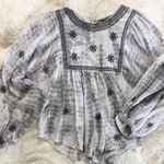 ZARA  Puff Sleeve Tie Dye Embroidered & Embellished Blouse sz sm NWOT bust 23” fl Photo 5