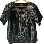 Vintage JOSEPH LE BON 100% Silk Formal Top Black Photo 0