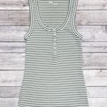 Aerie Green Off White Stripe Olive Fun Tuck It In Henley Ribbed Slim Fit Tank XS Photo 4