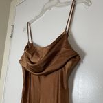 Selfie Leslie NEW!  Well Versed Pleated Bust Front Split Slip Dress Chocolate MED Photo 4
