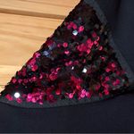 DKNY Women’s Black Pink Sequin Long Sleeve Everywhere Sweatshirt XS Photo 3