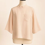Monki Pale Pink High-Neck Loose Fit Blouse – Size M Photo 0