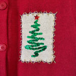 Vintage 80’s Women's Bobbie Brooks Christmas Cardigan XL Red Embroidered Sweater Photo 9