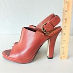 Cole Haan  Women's Brown Leather Pumps Peep Toe Slingback Block Heels Size 8 Photo 2