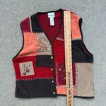 90s Y2K chenille yarn knit patchwork sampler boho warm tone color sweater vest Red Size undefined Photo 5