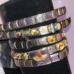 Stainless Steel Stretchy Square Charm Bracelet Assorted Charms Bracelets Links Silver Photo 0