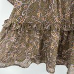 Wishlist  Apparel Boho Peasant Womens Top Sz M Olive Indie Paisley Sheer Ruffle Photo 11