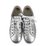 Taos Plim Soul Luxe Sneaker in Metallic Silver Size 6 Quiet Luxury Leather Photo 3