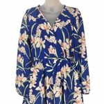Peach Love California Peach Love Boutique Blue Floral Long Sleeve Wrap V-Neck Romper S Photo 0