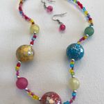 Handmade Confetti Necklace Earrings Set Vintage Photo 1