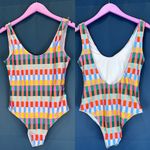 Gold Sheep  Rainbow Checkered Summer Stripes One Piece Swimsuit Photo 4