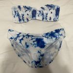 Blue and White Strapless Bikini Photo 0