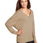 Rachel Roy NEW  Dolman-Sleeve V-Neck Zippers Edgy Tan Knit Long Sleeve Blouse XS Photo 0