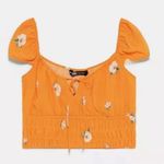 ZARA  floral orange tank top/ crop top size large; like new Photo 2