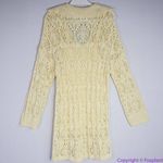 Free People NEW Elton Cream Crochet Knit Long Sleeve Mini Dress, L Photo 11