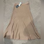 Women's NINETY CLOTHING CO knitted Pleated Boho Y2k Maxi Skirt Tan Photo 2