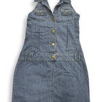 Forenza Dress Y2K Womens 12 Denim Halter Button Front Blue Jean Pockets VTG 90s Photo 0