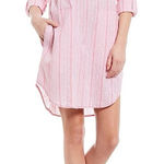 MICHAEL Michael Kors Pink Striped Shirt Dress Size L Photo 0