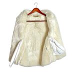VTG Y2K Western Andrea Faye Faux Suede Vegan Fur lined Cream Button Front Vest Silver Size M Photo 1