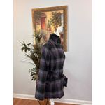 Say What? Say What Pea Coat Women L Blended Wool 3 Button Front Long Sleeve Plaid Belted Photo 6