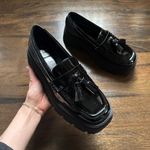 ZARA Black Platform Lug Sole Loafers with Tassels Black size 41 EU/10 US Photo 1
