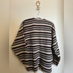Vintage‎ Grandma Knit Sweater Sz Small Oversized Patchwork Striped Cozy Cabin Brown Photo 4