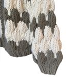 POL Chunky Knit Cardigan Sweater Oversized Olive Green and Cream Womens Small Photo 6