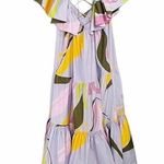 NWT La Ligne Stella Tiered Ruffle Cotton Midi Dress Lavender Swirl Size Medium Purple Photo 5