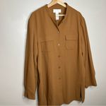 Liz Claiborne Elisabeth by  Caramel Brown Button Down Long Sleeve Shirt Photo 2
