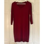 Eileen Fisher maroon tencel jersey vneck dress size M Photo 2