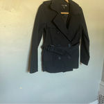 Forever 21 F21 Navy Blue Short Trench Raincoat Jacket w Belt, Size Small Photo 6