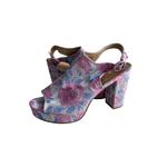 Ashley Stewart Rose Print Platform Slingback Heels Size 11W Photo 11