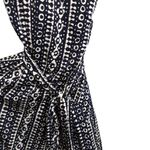 Tory Burch Ivette Wrap Dress Navy Blue White Geometric Tie Waist Cap Sleeve M Photo 4