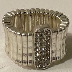 WA Studios Silver Stretch Ring with Crystal Accents Photo 0