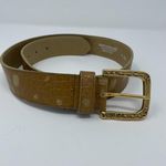 BERGE Tan Leather Croc Textured Belt Photo 0