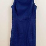 Theory Sleeveless Textured Sheath Navy Mini Dress Photo 0