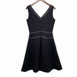 Reiss  Nelly Textured A-line Sleeveless V-neck Dress Black Midi Cocktail Size 6 Photo 4
