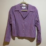 Xírena Dawson Button Front Cropped Shirt in Coral Cove Pink Purple Size Medium Photo 2